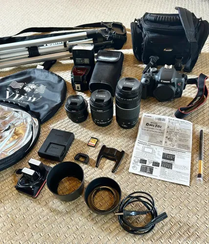 Kit Canon EOS Rebel T6i +3 lentes +tripé +acess
