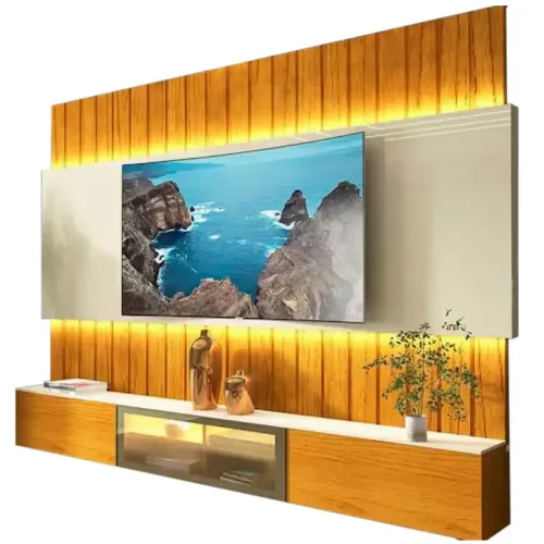 Painel Soberano 230 Tv Até 85 Polegadas Ripado com Led e Vidro Reflecta _ pronta entrega