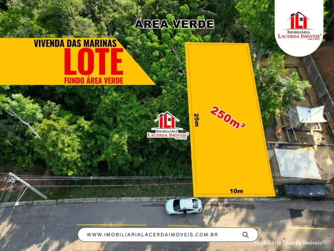 Vivenda das Marinas, Lote medindo 250m² com fundo para área verde
