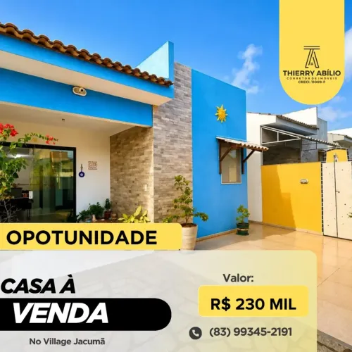 CASA MOBILIADA À VENDA EM VILLAGE JACUMÃ CONDE/PB