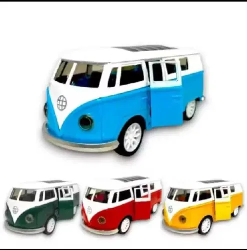 Kombi Miniatura Carrinho Colecionador Abre Porta Fricção de Ferro