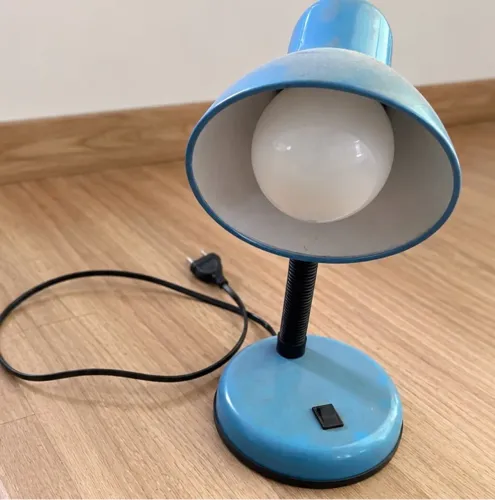 Abajur de Mesa Azul com Haste Flexível e Interruptor