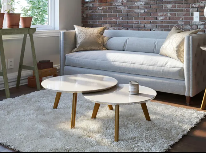 Conjunto Mesa De Centro Redondo NOVA