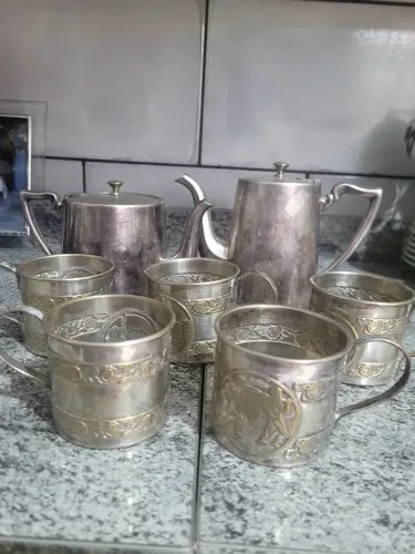 Conjunto Café/Chá de Prata - 7 itens Marca Bullini