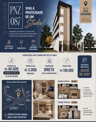 APARTAMENTOS NO BAIRRO VILA EDUARDO! PRÉDIO COM ELEVADOR 