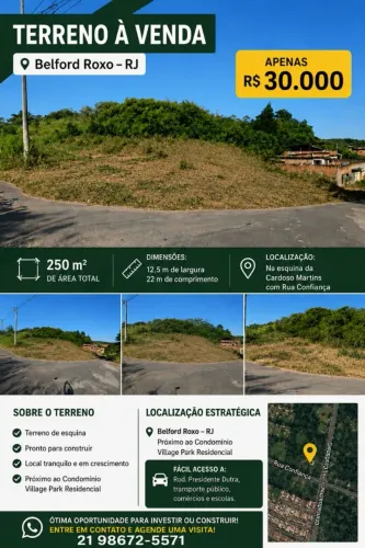 Terreno em Belford roxo(esquina Cardoso Martins com rua confiança)