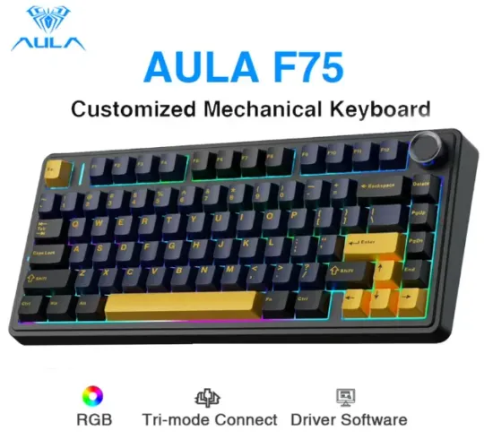 Teclado mecânico Aula F75 Thunder Black