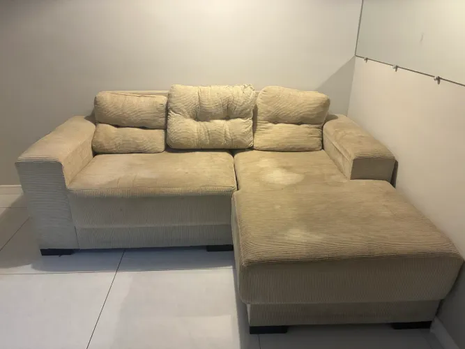 Sofá de Canto com Chaise Bege