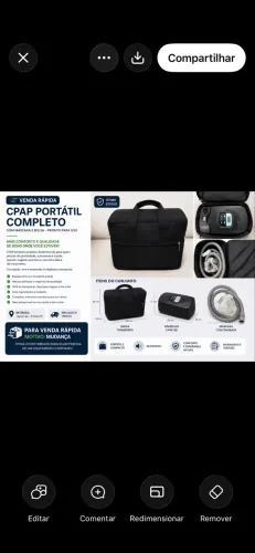 CPAP portátil completo com máscara e bolsa - ótimo estado