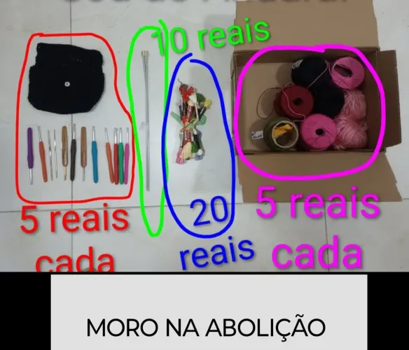 (ABOLIÇÃO OU TIJUCA) Kits croche lã linha novelo agulha estojo