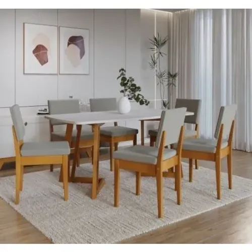 Mesa California S/ Vidro C/ 06 Cad Miami - Cerej/nevaska/veludo