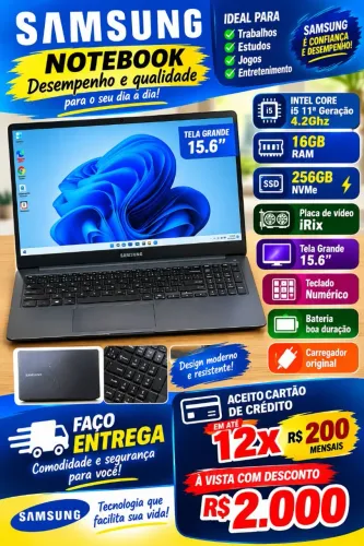 Notebook Samsung Tela grande i5/ 16GB/ SSD entrego