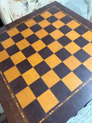Tabuleiro de Xadrez grande em madeira maciça 60x60 vintage decorativo 