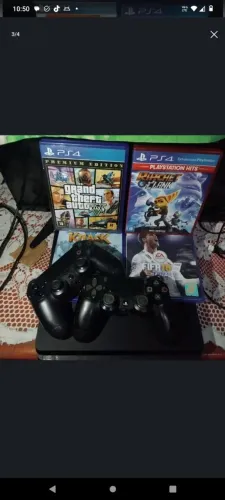 PLAY STATION SLIM 1 TERA DE MEMORIA + CONTROLE ORIGINAL NOVO + JOGOS DISCOS E DIGITAL