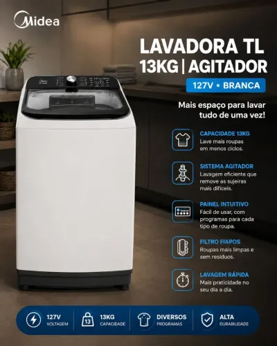 Máquina de Lavar 13kg Midea. Zero
