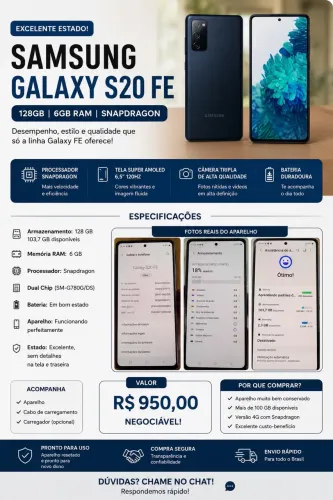 SAMSUNG GALAXY S20 FE, modelo SM-G780G/DS