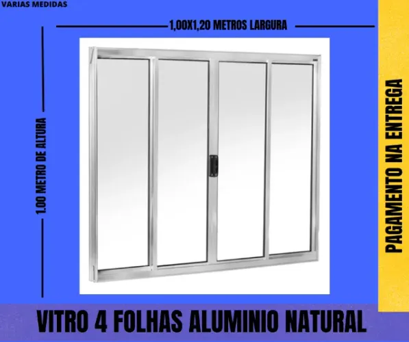 4 folhas aluminio brilhante janela