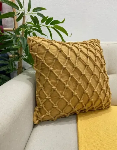 2 Capas de Almofada de Luxo Artesanal em Cordão Traçado 42cm