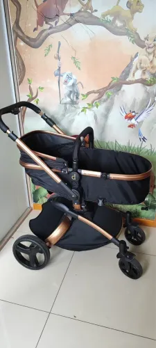 carrinho 3 em 1 dzieco vulkan 360º + bebê conforto + base veicular