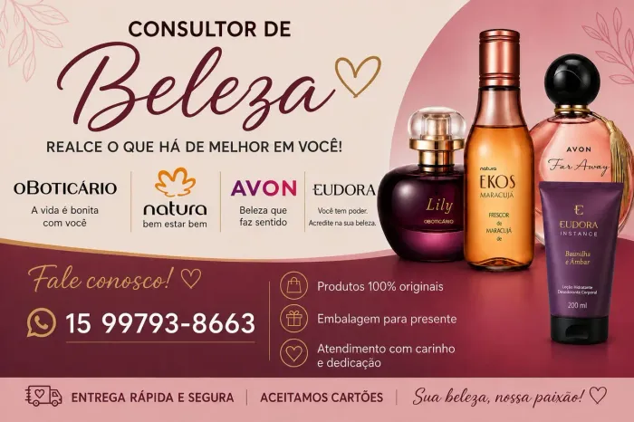 Produtos boticário Avon, natura, Eudora