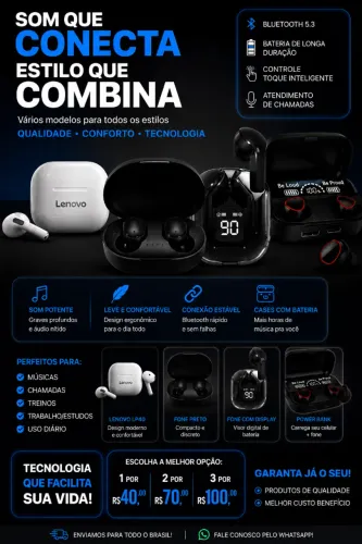 Oferta Especial:Fones de Ouvido Sem Fio Bluetooth