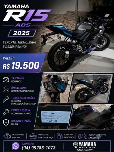 Yamaha R15 ABS 2025 - 19.000 km - Único Dono