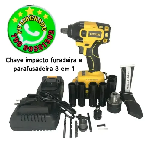 chave impacta furadeira parafusadeira Kit maleta 3 em 1