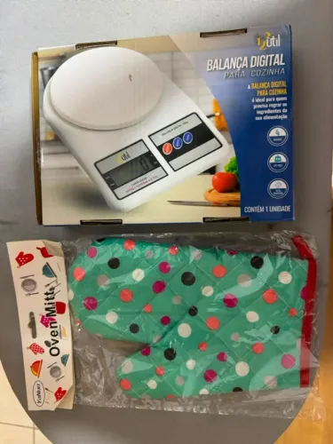 Kit Balança Digital de Cozinha (até 10kg) + Luva Térmica