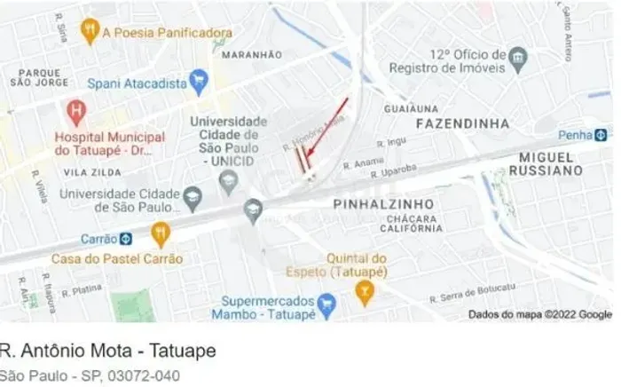 terreno tatuapé -metrô carrão - unicid- unip - zeis- 5