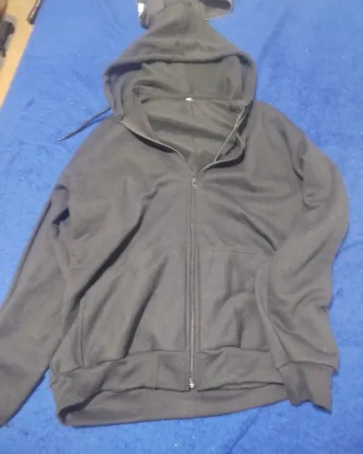 blusa de moletom preta com zíper p básica de touca novo