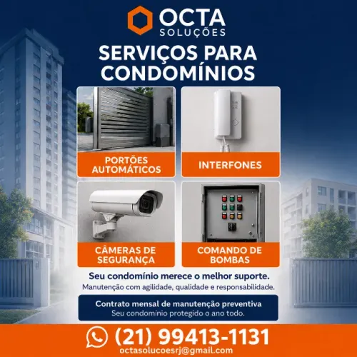 Serviços para Condomínios - Portões, Interfones, Câmeras e Bombas