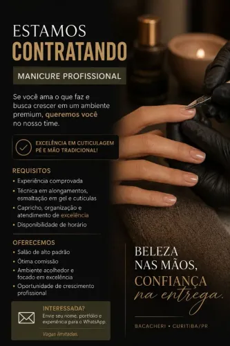VAGA PARA MANICURE PROFISSIONAL