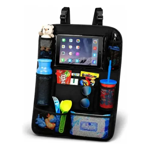 organizador de carro encosto com porta tablet objeto treco e garrafas bm-f1894