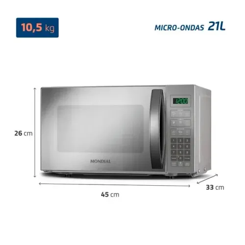 Micro-ondas inox 21litros 