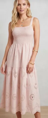 vestido midi rosa laise