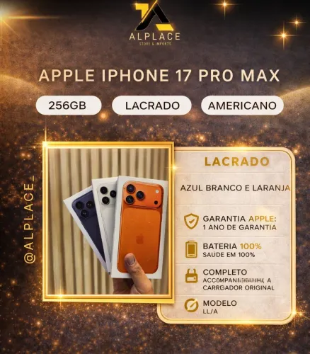 Apple iPhone 17 Pro Max 256GB - 1 ano de garantia