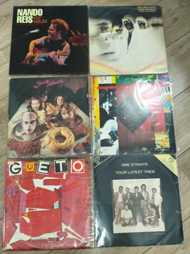 LPs discos de vinil, Nando Reis, Rolling Stones, Secos e Molhados, Dire Straits, e outros.