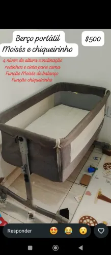 Berço Portátil Sleep 3 em 1 Moisés Co-bed Acopla na Cama Cinza Kababy