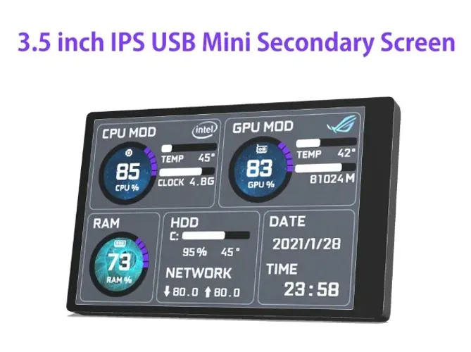 Tela secundária IPS TURZX smart screen 3,5