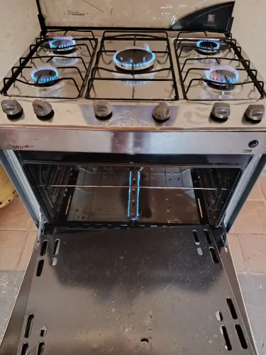 Fogão esmaltec cinza inox 5 bocas