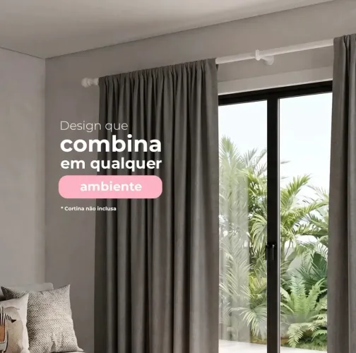 Instalação Grátis na Grande Aracaju Kit Completo Varão Simples 2 Metros 19mm Para Cortina