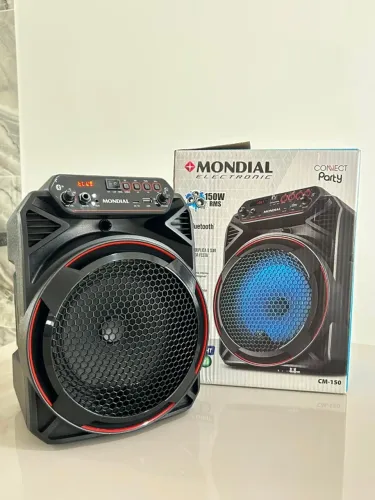 Caixa de Som bluetooth 150W com entrada para microfone e radio