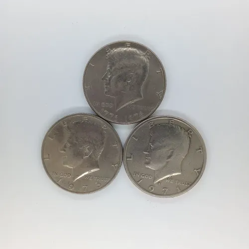 Lote 3 Moedas Meio Dólar Kennedy - 1971, 1973 e Bicentenário 1776-1976