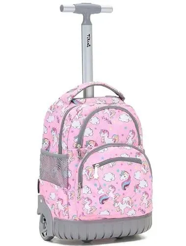 Mochila escolar com rolamento de 16 polegadas, bolsa para meninas de Unicornio