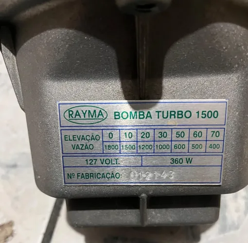 Bomba. Da água sapo<br>Valor. 220.00<br>Watts 110