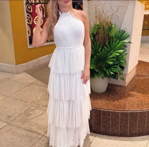 Vestido de festa branco longo