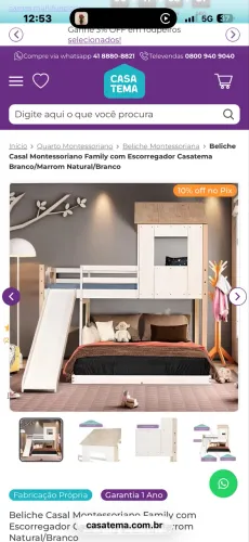 Cama Montessoriana dupla com escorregador