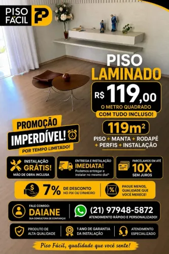 Piso Laminado e Vinílico com instalação e todos materiais necessários inclusos!!!