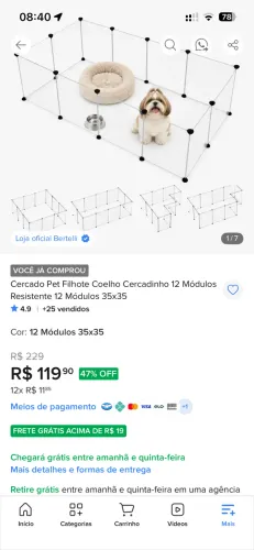 Cercado Pet filhote (porte pequeno)