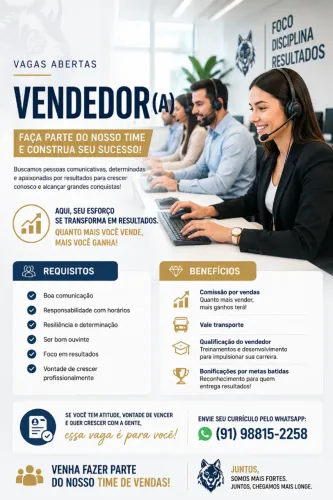 CONTRATAÇÃO IMEDIATA - VENDEDOR